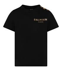 balmain BS8A71 t shirt black&gold 930OR