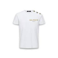 balmain BS8A71 t shirt white&gold 100OR